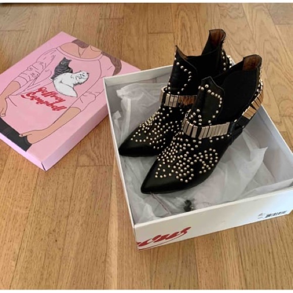 EUC JEFFREY CAMPBELL Gold Buckle ankle booties Sz 7.5 - Picture 5 of 9